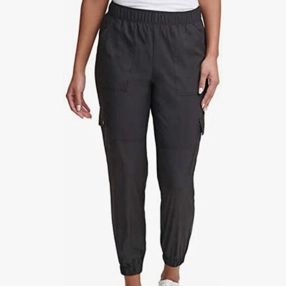 DKNY Sport Embossed Snakeskin Jogger Capri Pants Black Womens - Picture 2 of 4